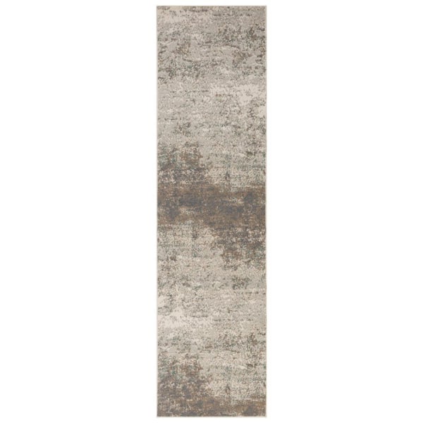 2 ft.x 10 ft. Gray Abstract Washable Area Rug