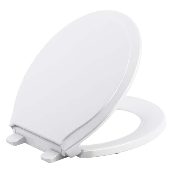KOHLER Round Quiet-Close Toilet Seat with Grip-Tight Bumpers in White