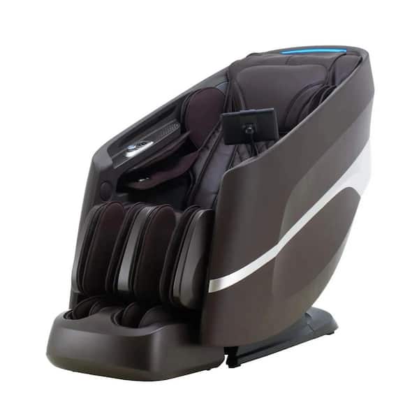 Arcadia Series Brown Faux Leather Reclining 3D Massage Chair with Closed Toe Foot Rollers and Touchscreen Control