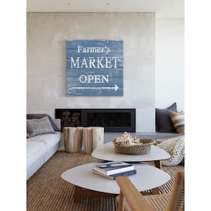 18 in. H x 18 in. W "Farmer's Market Open" by Marmont Hill Printed White Wood Wall Art