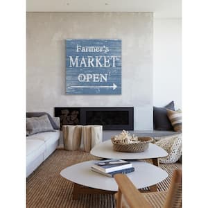 32 in. H x 32 in. W "Farmer's Market Open" by Marmont Hill Printed White Wood Wall Art