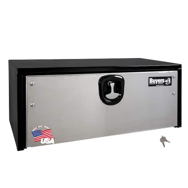 BUYERS PRODUCTS 14 in. x 16 in. x 24 in. Gloss Black Steel Underbody Truck Tool Box with Stainless Steel Door