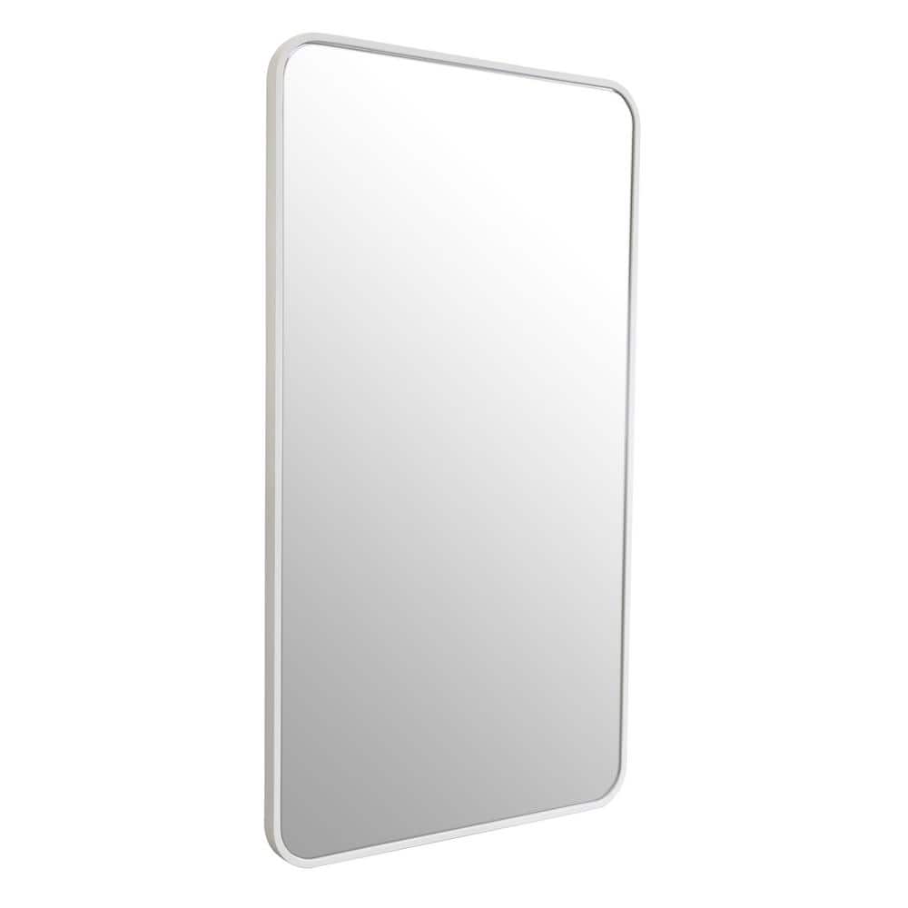 Trinity 40" x 22" White Stainless Steel Rectangular Mirror