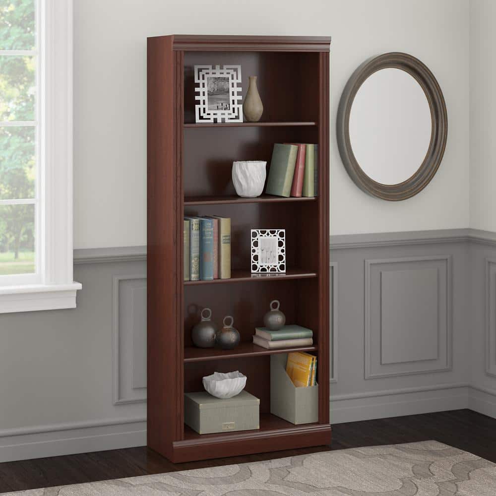 Saratoga Transitional 5-Shelf Adjustable Bookcase in Harvest Cherry