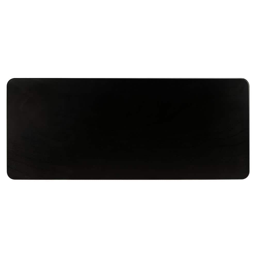 Matte Black Solid Wood Writing Desk with Shelves