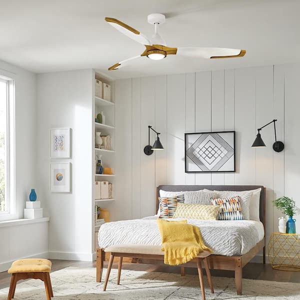 Aileron 60.0 in. Indoor/Outdoor Integrated LED Matte White Ceiling Fan with Remote Control