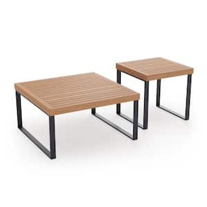 Monterey 2 Piece Aluminum Teak Outdoor Coffee and Side Table Set