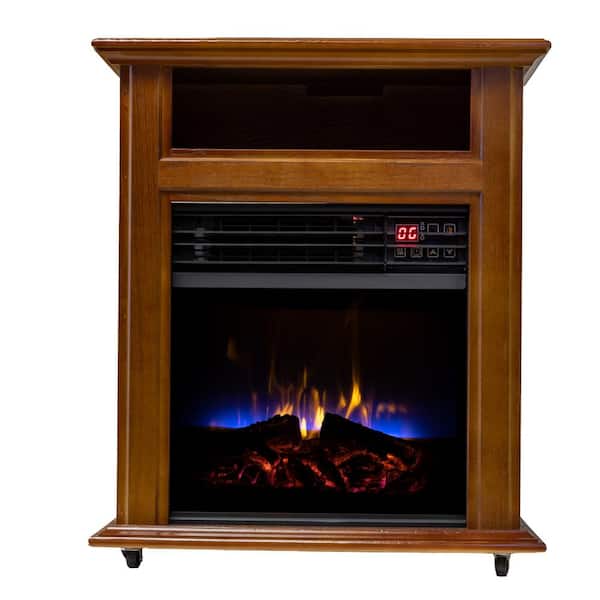 Comfort Glow 1500-Watt Infrared Quartz Electric Fireplace with French Walnut Finish