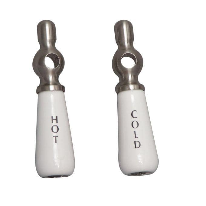 Polished Nickel Wall Mounted Faucet with Porcelain Handles