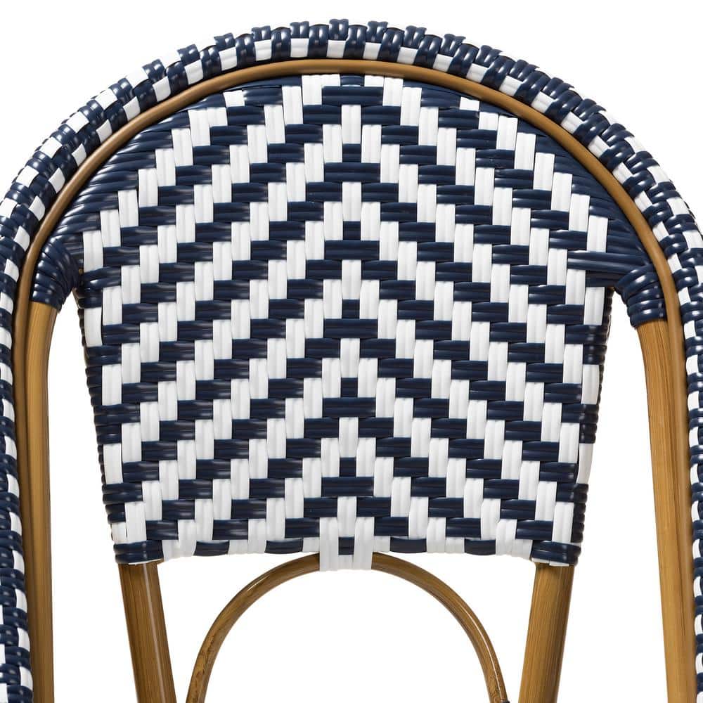 Bistro-Style Blue and White Aluminum Stackable Dining Chair Set