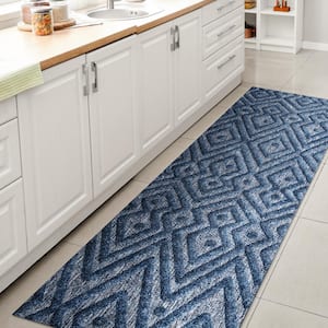 Balansat Moroccan Diamond Navy 2 ft. x 8 ft. Indoor/Outdoor Runner Rug