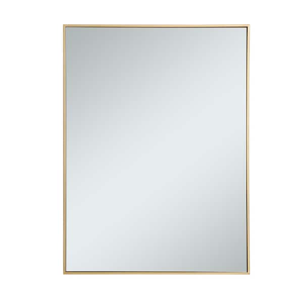 Unbranded Timeless Home 30 in. W x 40 in. H x Contemporary Metal Framed Rectangle Brass Mirror