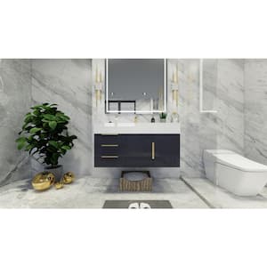 Bethany 42 in. W x 20 in. D x 22 in. H Single Sink Floating Bath Vanity in Gloss Gray with White Acrylic Top