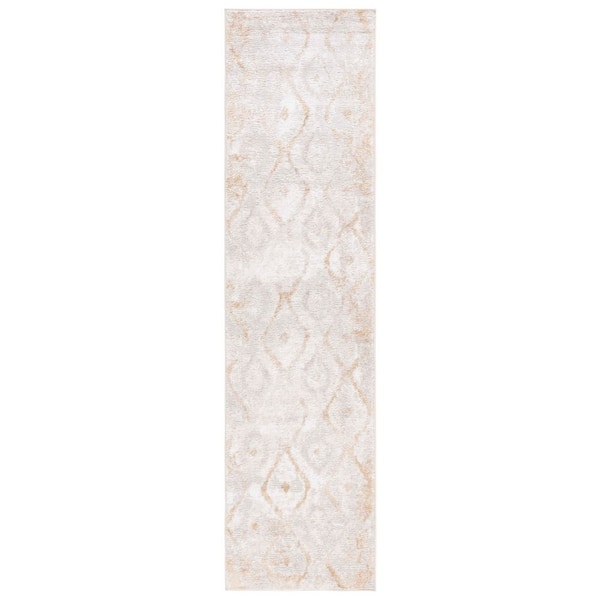 Meadow 2 ft. x 8 ft. Ivory/Gold Distressed Trellis Runner Rug