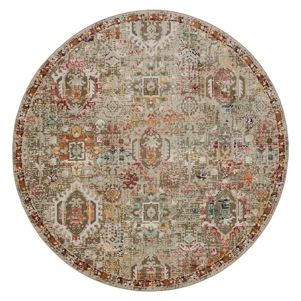 Home Decorators Collection Medallion Tan 7 ft. 10 in. Round Indoor Area Rug
