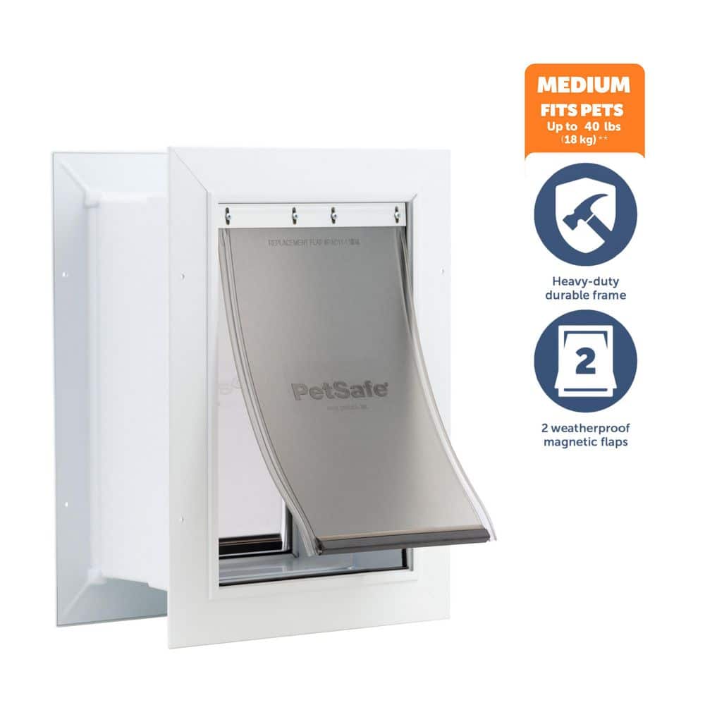 その他 pet a porte PetSafe 8-1/4 in. x 11-1/4 in. Medium Wall Entry White Plastic Pet