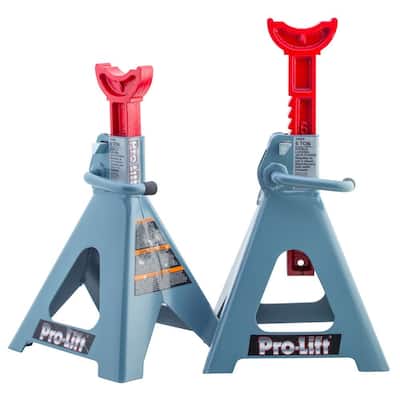 6-Ton Double Locking Pin Jack Stand with Cast Ductile Ratchet Bar Pair