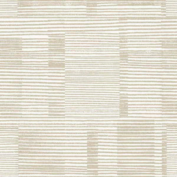 A-Street Prints Callaway Woven Stripes Beige Matte Paper Wallpaper Sample