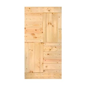 S Series 42 in. x 84 in. Unfinished DIY Solid Wood Sliding Barn Door Slab - Hardware Kit Not Included