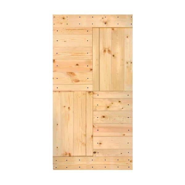 ISLIFE S Series 42 in. x 84 in. Unfinished DIY Solid Wood Sliding Barn Door Slab - Hardware Kit Not Included