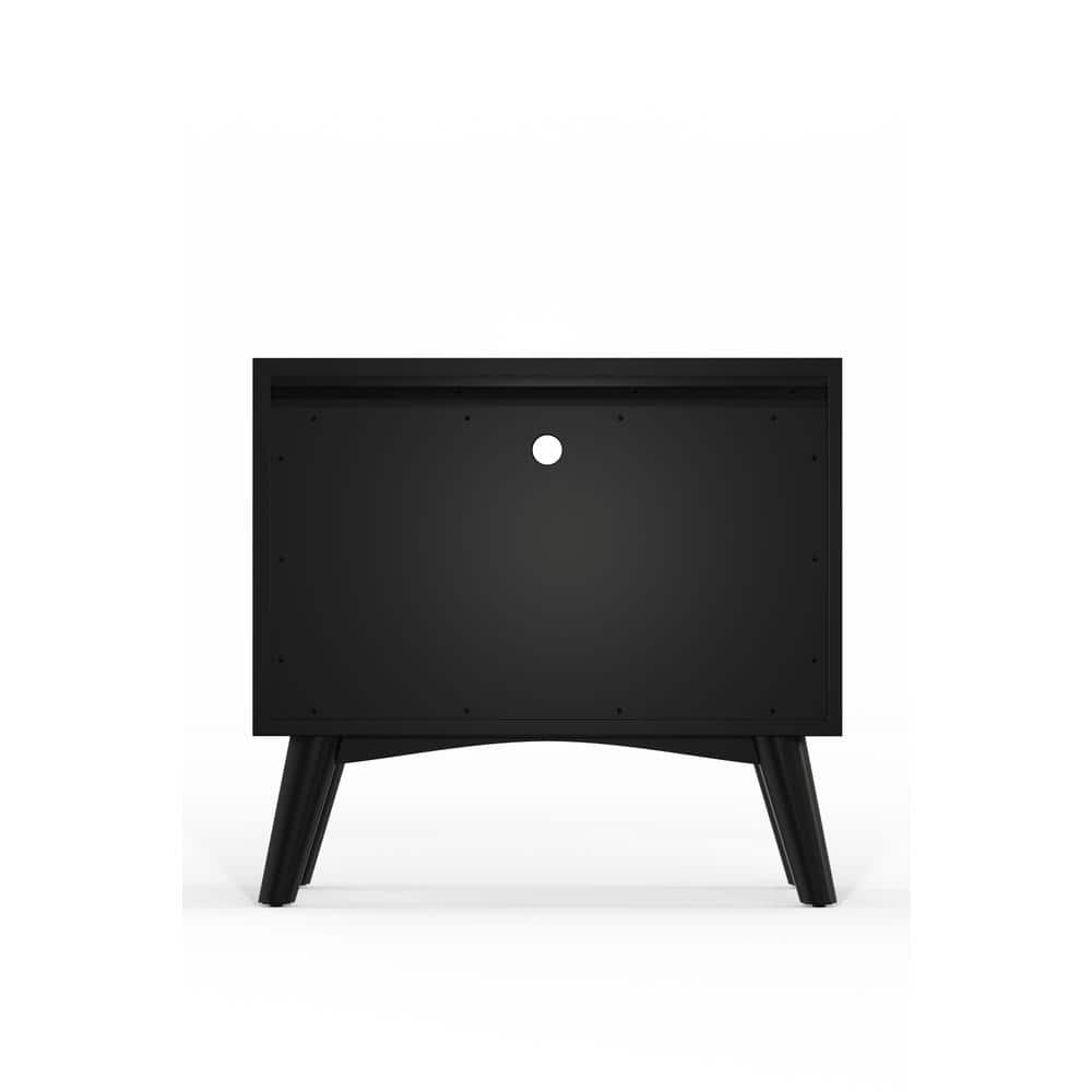 Black Mahogany 2-Drawer Nightstand with Shelf