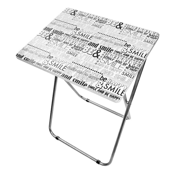 Home Basics Multi-Purpose Foldable Table, Happy Black/White