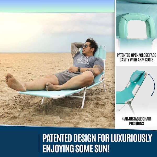 ITOPFOX Oversized Blue Metal Reclining Lawn Chair Wide Seat