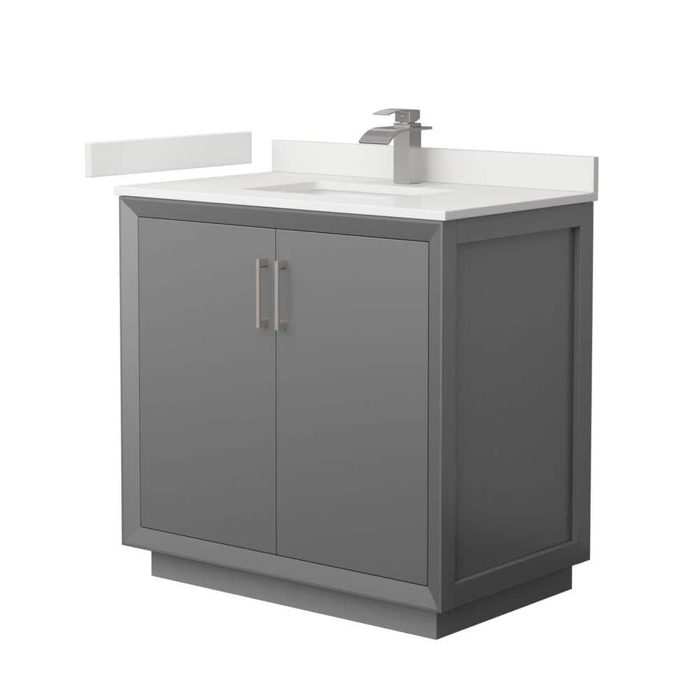 Strada 36 in. W x 22 in. D x 35 in. H Single Bath Vanity in Dark Gray with White Quartz Top price history on PriceWatchPro