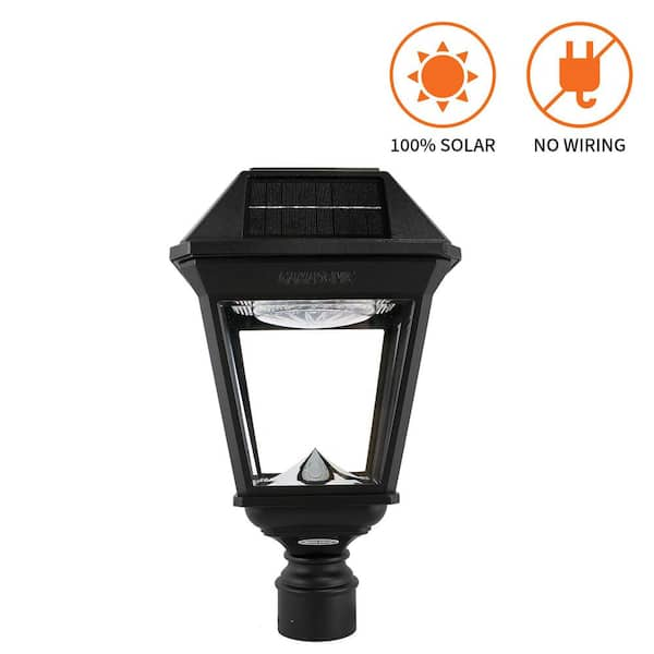 Imperial III Black 1-Light Outdoor Commercial Graded Solar LED Post Light with Dual Color Temperature and 3 in. Fitter