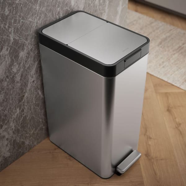 KOHLER 13 Gal. Stainless Steel Slim Step Metal Household Track Can