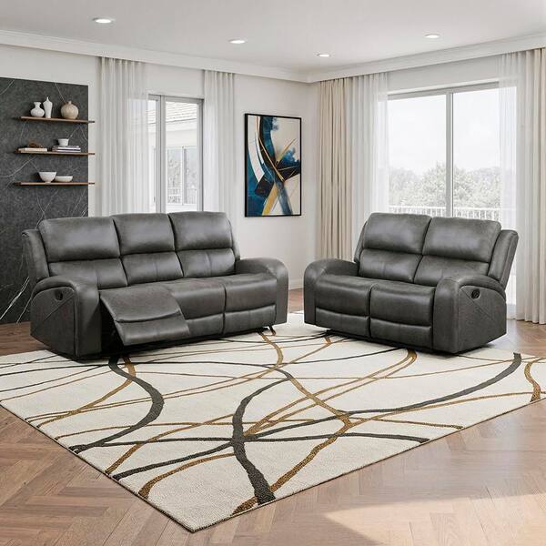 Lazzara Venture 84.5 in. W Round Arm Microfiber Rectangle 2-Piece