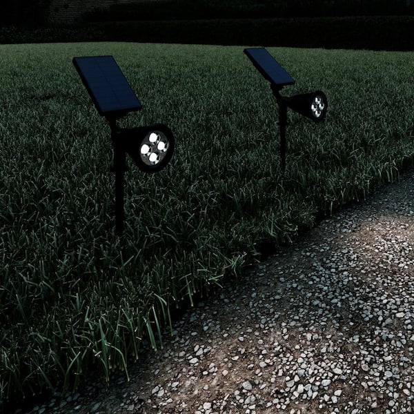 Black Outdoor Integrated LED Landscape Solar Spotlights (2-Pack)