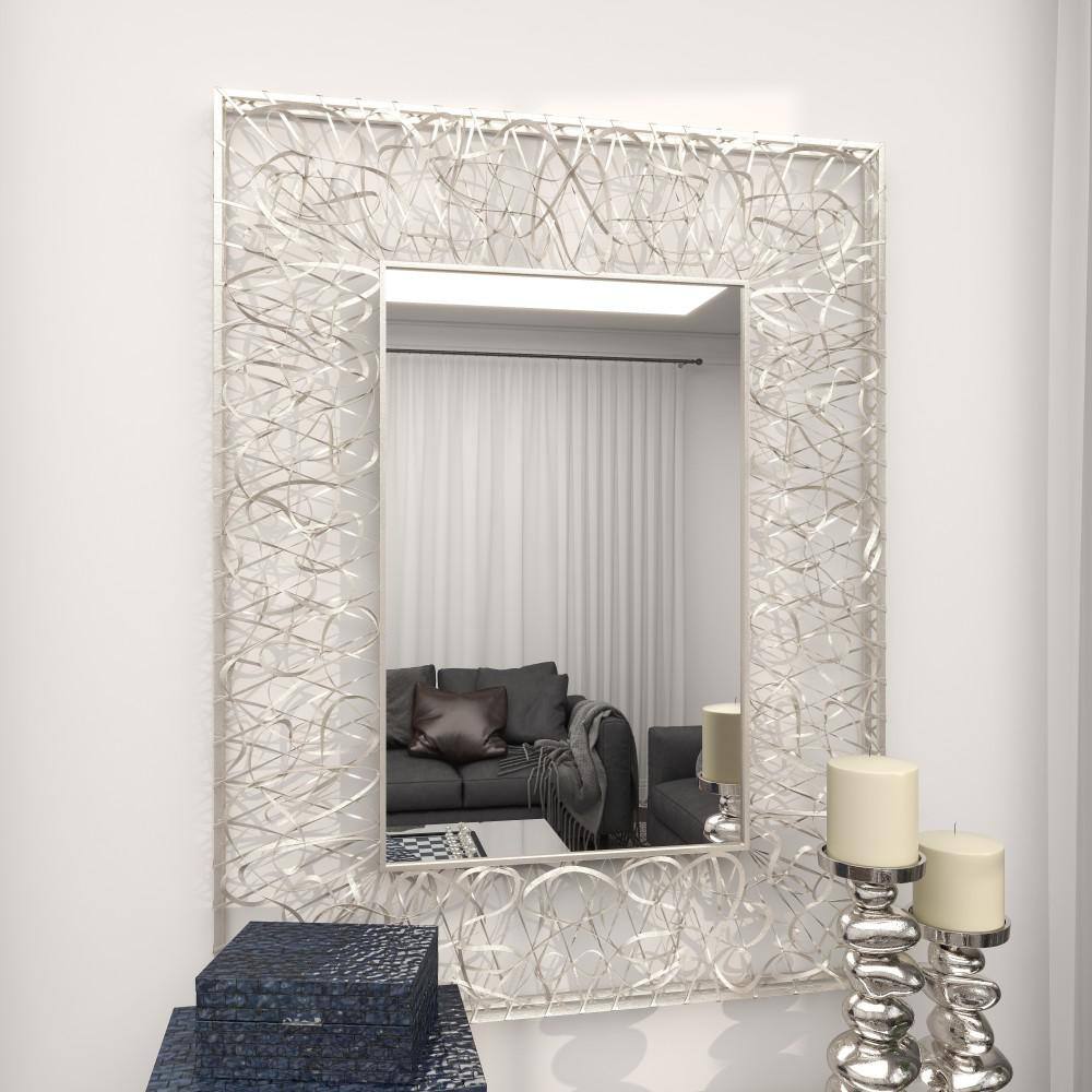 Silver Rectangular Full Length Iron Wall Mirror
