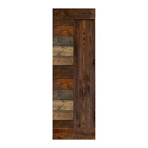L Series 28 in. x 84 in. Multi-Color Finished Solid Wood Barn Door Slab - Hardware Kit Not Included