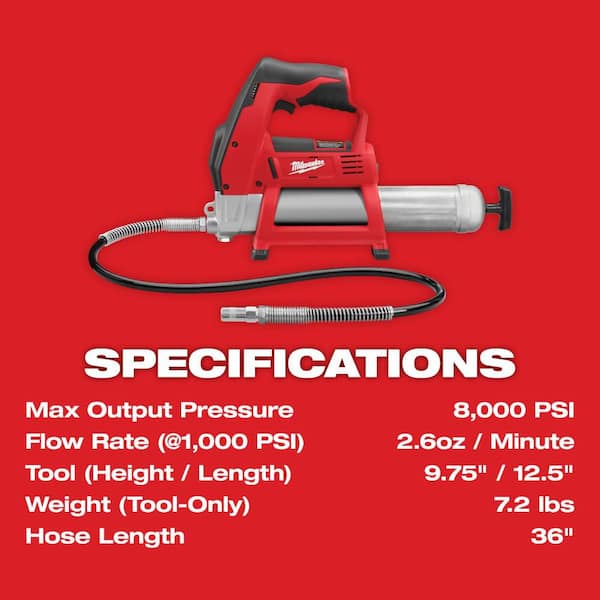 Milwaukee M12 12V Lithium-Ion Cordless Grease Gun with 2.0 Ah Compact Battery