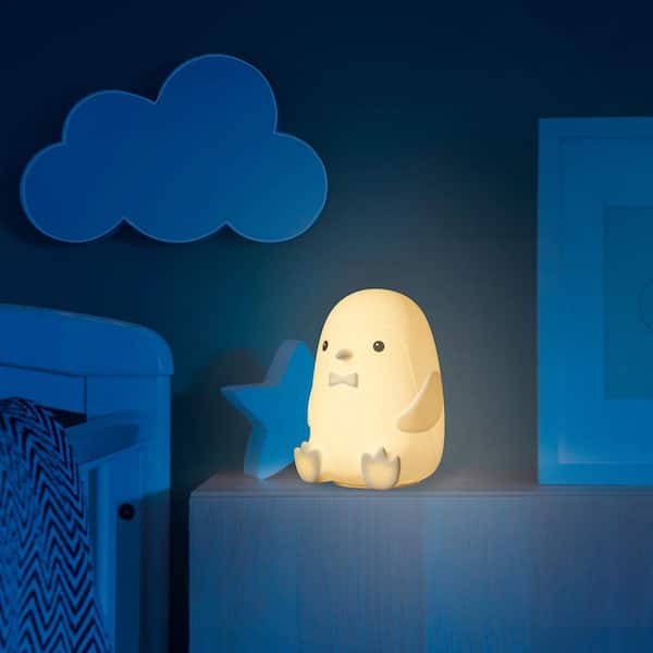 Globe Electric Peppy Penguin Multicolor Changing Integrated LED  Rechargeable Silicone Night Light Lamp, White 13378 - The Home Depot