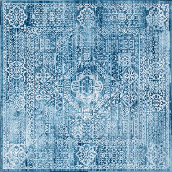 Unique Loom Brighton Bushwick Navy Blue 8 ft. x 8 ft. Square Rug