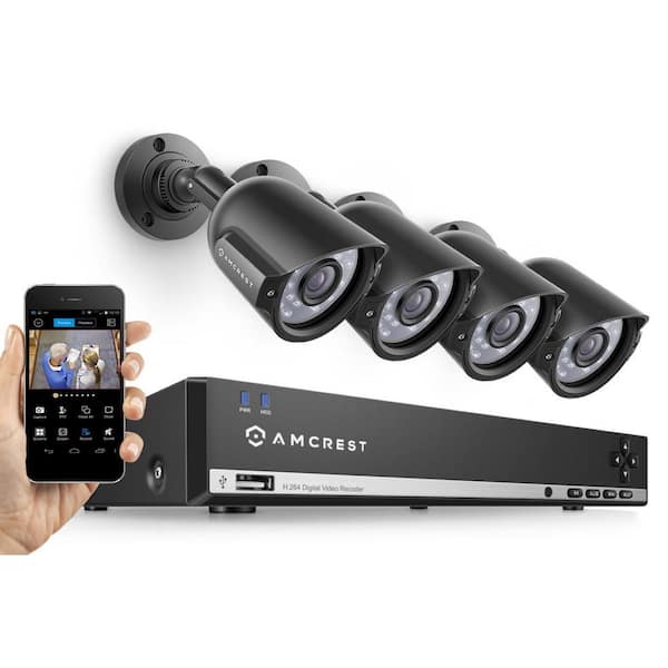 Amcrest 4-Channel 960H 500GB Hard Drive Video Security Surveillance System with 800+ TVL Weatherproof and Night Vision Cameras