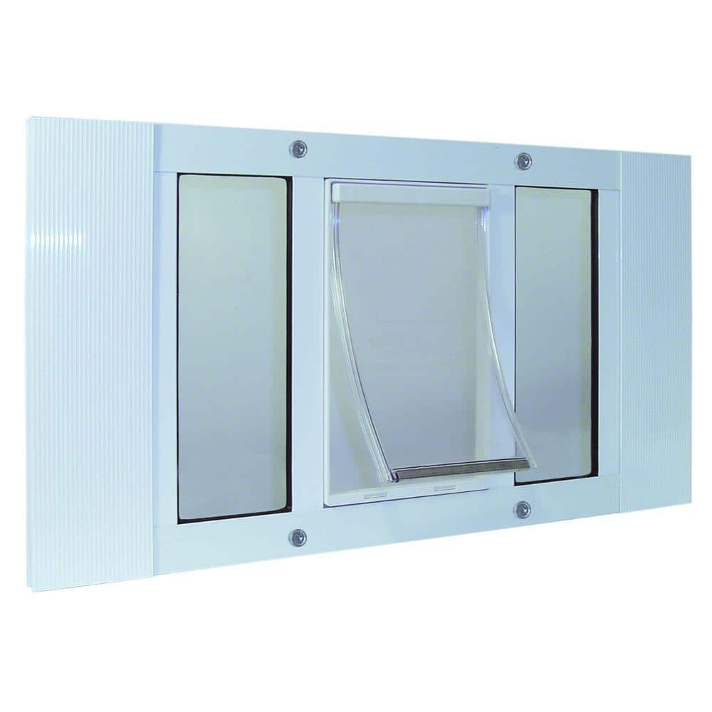 Ideal Pet Products 7 in. x 11.25 in. Medium White Original Pet and Dog Door Insert for 27 in. to 32 in. Wide Aluminum Sash Window