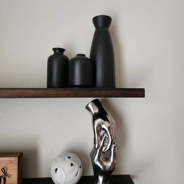 8.3 in. H Cylinder Black Ceramic Decorative vase Set-3, Small vase