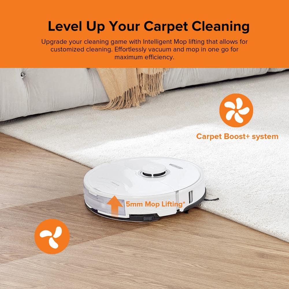 Roborock S8 White Cordless Robot Vacuum and Mop with Smart Mapping
