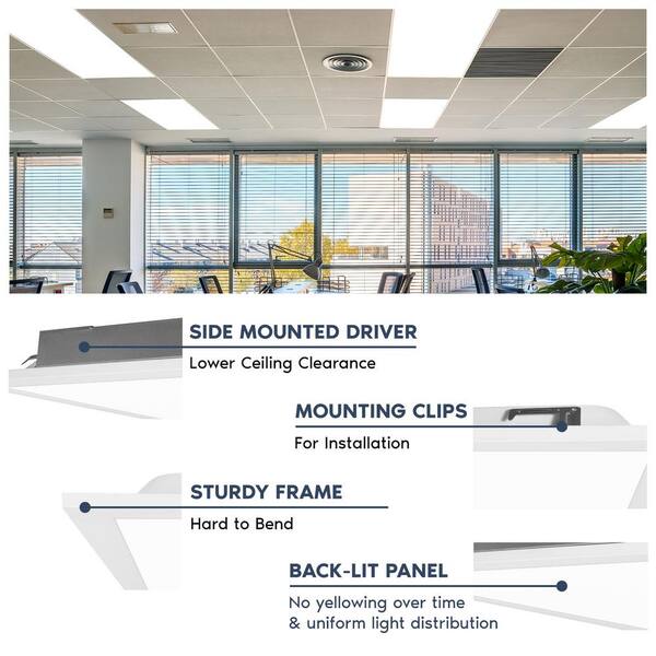 LUXRITE 2 x 4 ft. Integrated LED Flat Panel Light 5CCT 3000K - 6500K, 30 /40 /50W, 6250 Lumens, 0-10-Votls Dimmable ETL 4-Pack