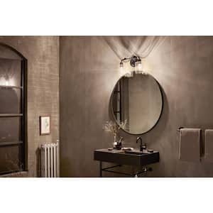 Gunnison 17 in. 2-Light Black Vintage Bathroom Vanity Light with Clear Glass