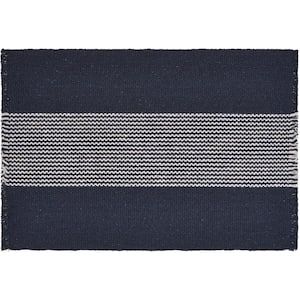 Bold 19 in. x 13 in. Navy / White Striped Cotton Placemats (Set of 4)