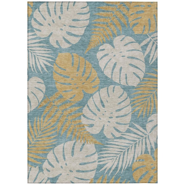 Chantille Machine Washable Indoor/Outdoor Abstract ACN3009 Teal 10 ft. x 14 ft. Area Rug