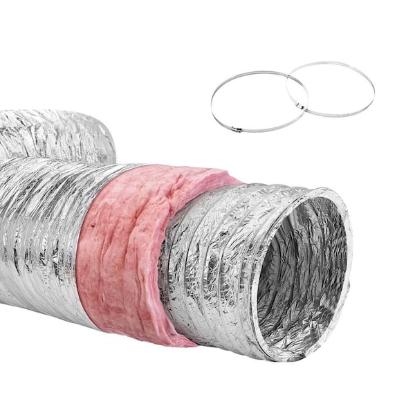 Dryer Vent Hose, 127 MM Insulated Flexible Duct 7.62 M Long with 2 Duct Clamps, Heavy-Duty Three Layer Protection