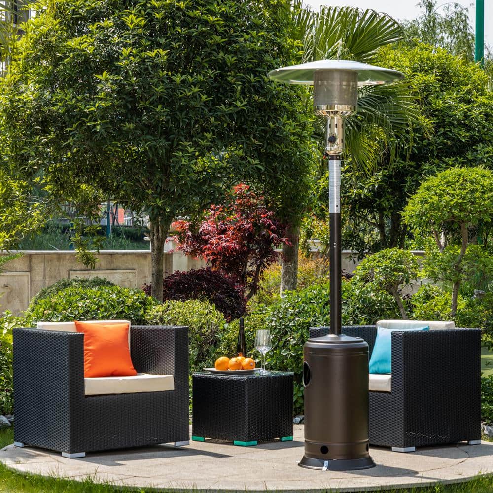 Mocha Powder Coated Propane Patio Heater with Safety Shutoff