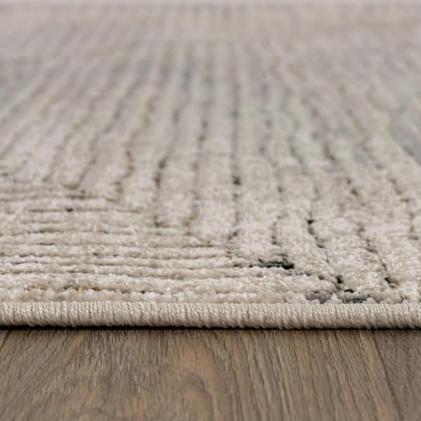 Abstract Ablock Linen Indoor High-Low Area Rug 2 ft. x 4 ft. Cream