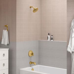 Setra Single-Handle 3-Spray Tub and Shower Faucet in Vibrant Brushed Moderne Brass (Valve Included)