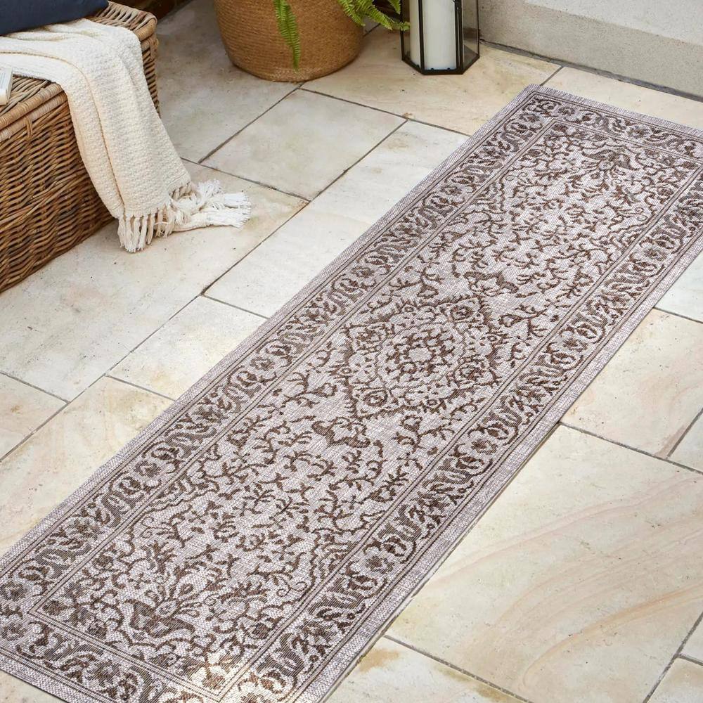 Ivory Medallion Handmade Flat Woven Indoor/Outdoor Rug